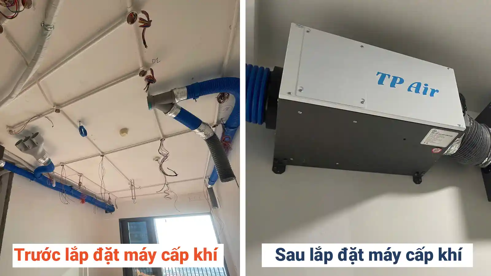 Trước và sau lắp đặt máy cấp khí tươi hồi nhiệt TP AIR-B tại căn hộ Sài Gòn